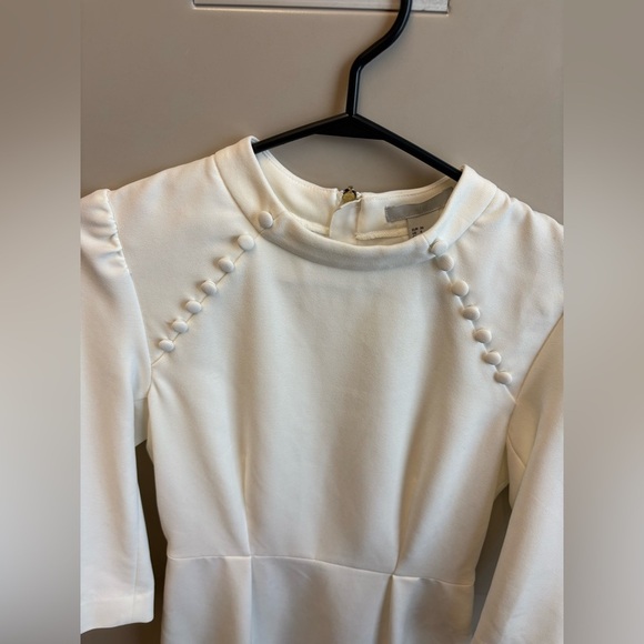 H&M White Sheath Prim British inspired Dress Mock Neck 3/4 Sleeves women's Small - Picture 3 of 10